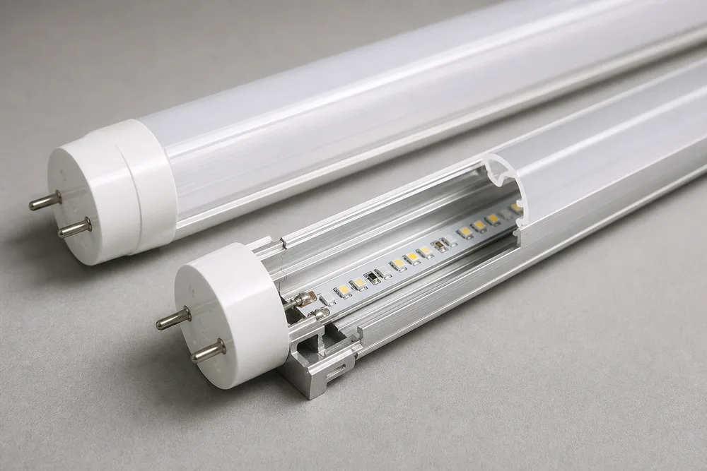 2026 LED T8 PC Ống ngoài và Vỏ nhôm bên trong dành cho OEM và cụm đèn ống có nhãn hiệu riêng